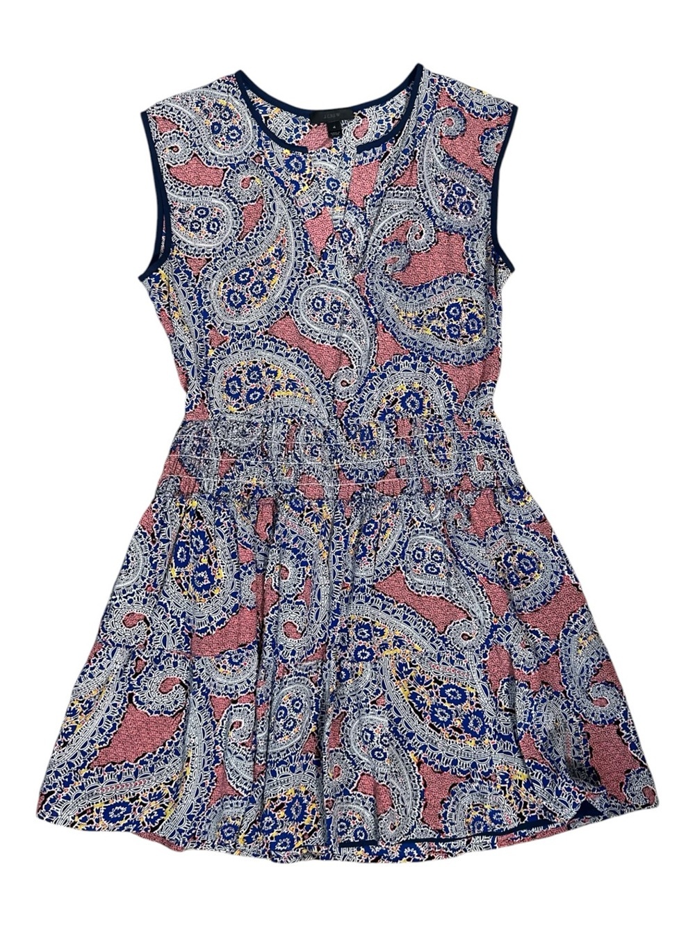 J. Crew Silk Dress Red & Blue Size 4